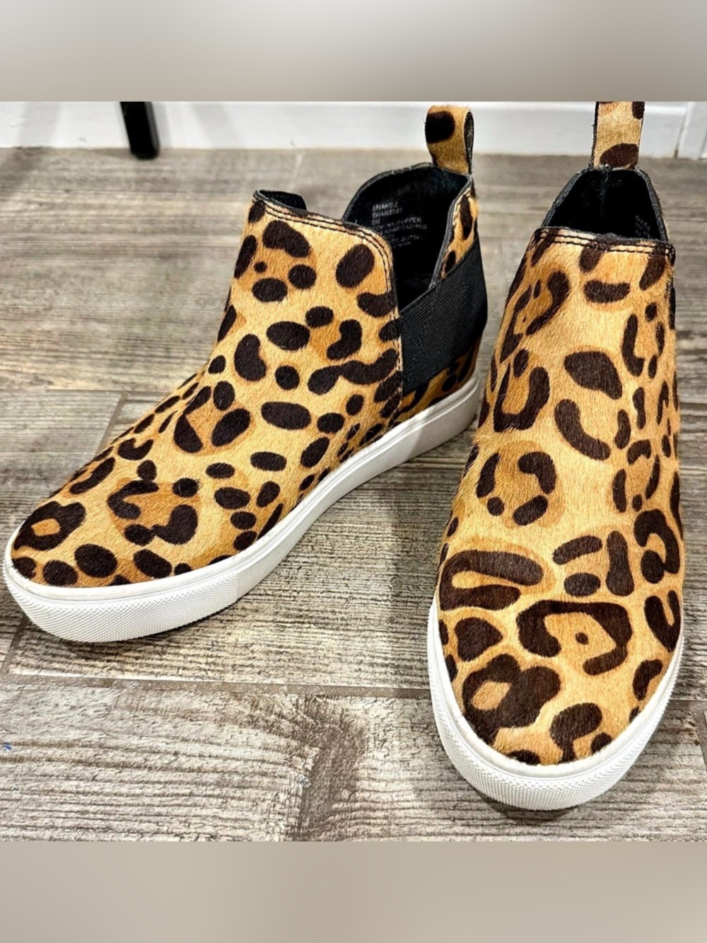 Steve Madden Shane Leopard Print Calf Hair Wedge Sneakers